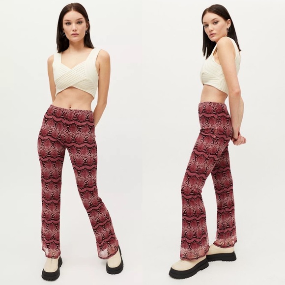 Urban Outfitters Pants - NWT Urban Outfitters Renewal Remnants Mesh Snake Print Flare Pants